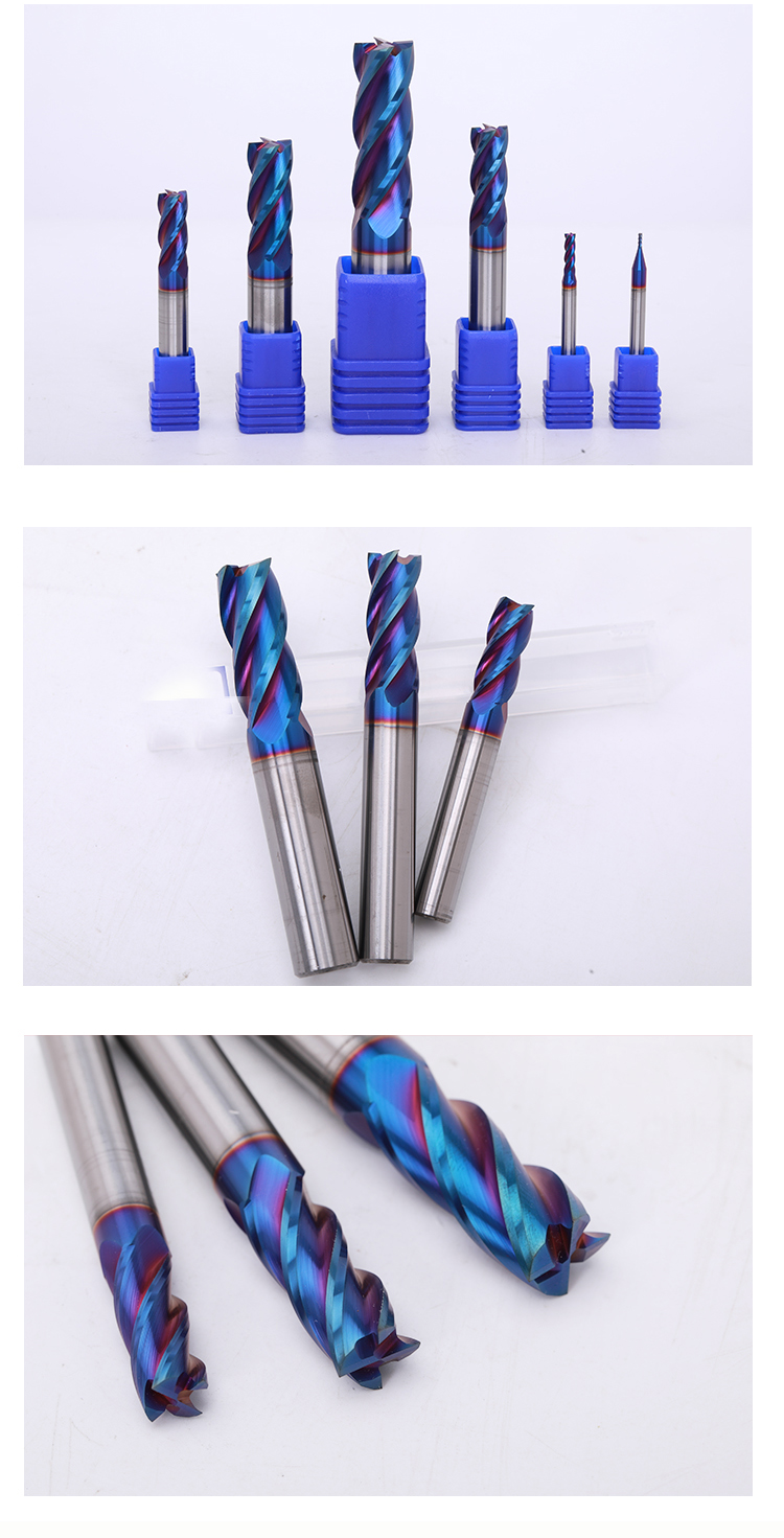 HRC70 Tungsten Steel Flat End Mills oating Blue Nano 