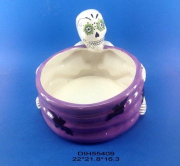 Halloween Decorative Ceramic Skull Candy Bowl