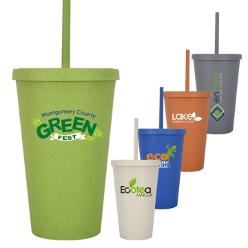 Eco Friendly Reusable Double Wall Coffee Tumbler with Straw