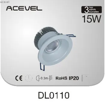 High CRI and high Lumen COB LED down light round frame15W