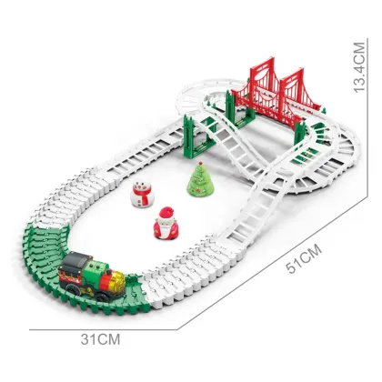 Classic Christmas Electric Railway Train Set with Track and Slot Toys