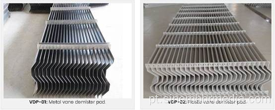 Vane Demister Pad para separações de gás e líquido