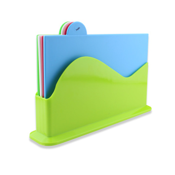4PCS Plastic Index Color Chopping Board With Stand