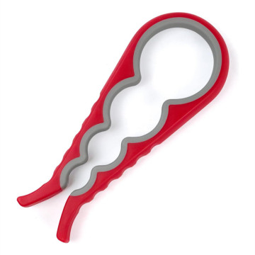 Multi-Function 4-in-1 Plastic Bottle Opener with Non-Slip Rubber Grip for Elderly Use
