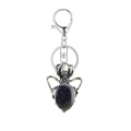 Blue Goldstone 13X18mm Cabs Antique Silver Alloy Spider Pendant Necklace 45cm Black Cord