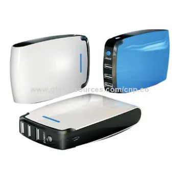 Power Banks, CE-/FCC-/RoHS-marked and 11,000mAh Capacity, 5V/1A, 1A and 2.1A (4A Maximum)