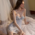 Banding Seks Netting Tambahkan Bra Pad Lace Splice Nightdress A Loungewear Seksi Piyama Seksi Piyama