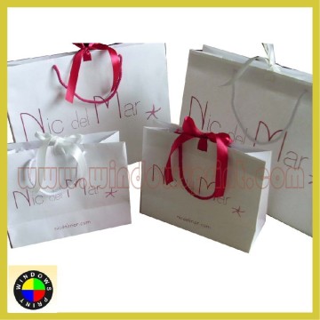 White kraft ribbon Wedding gift bag