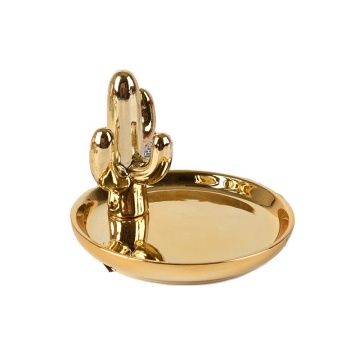 Ceramic Cactus Ring Dish - Elegant Jewelry Holder for Engagement and Wedding Rings
