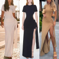 Custom Sexy Maxi Dress Short Sleeve Split