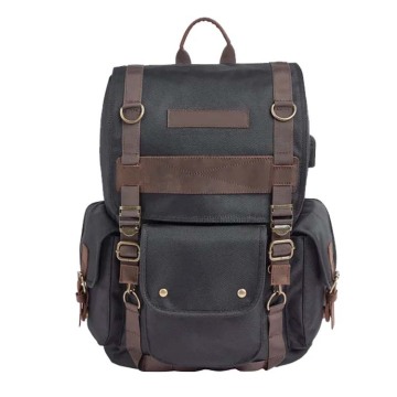 Vintage Traveler Mochila Backpack 1680D USB Laptop Bag for Men and Women