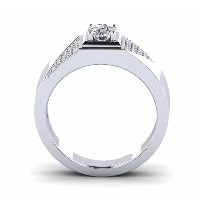 แหวนแพลทินัมเพชร VVS2 Lab 1 กะรัตสำหรับผู้ชาย