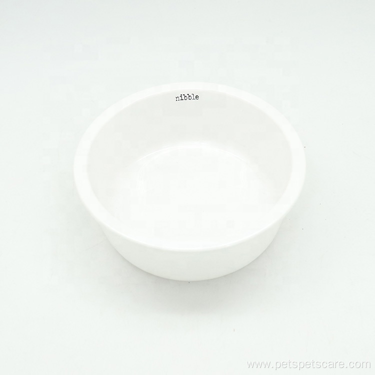 Pet Feeding Bowl White Rounded Ceramic Dog Bowl