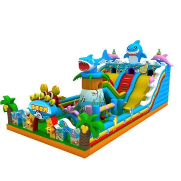 Large Inflatable Water Park with Slide and Pool