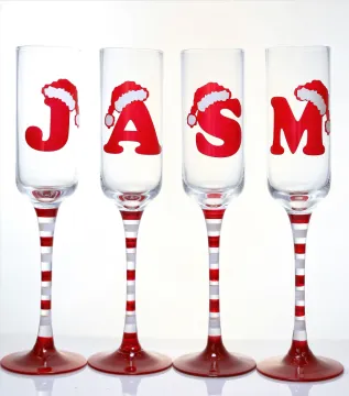 champagne flute glass with monogram design