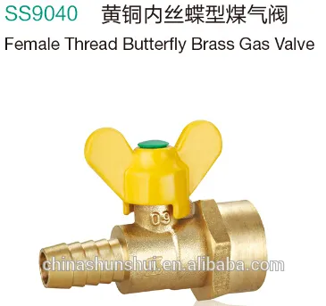 Forged Femal Male Thread brass gas valve with butterfly SS9040