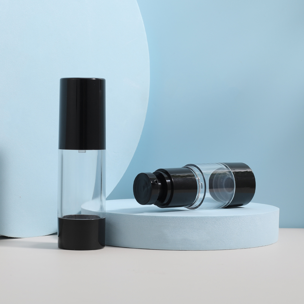 Black Airless Pump Bottles 15ml 30ml 50ml