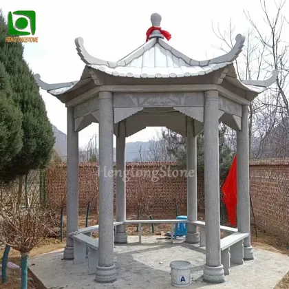 Chinese Style Granite Outdoor Pavilion Sculpture
