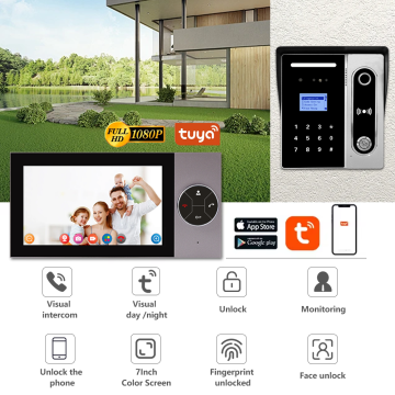 High-Quality 7 Inch Tuya Video Intercom & Door Phone with Face Recognition and Night Vision for Villas