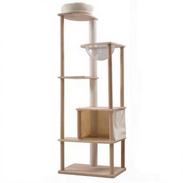 Aesthetic Eco-friendly Safe Wool Cat Tree Tower Modern Scratcher Indoor Cats Climbing Frame Luxury Home Style Durable Structure