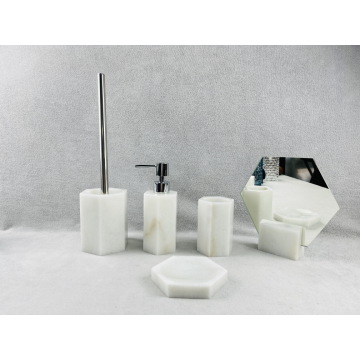 Ensemble d&#39;accessoires de salle de bain en marbre blanc personnalisé