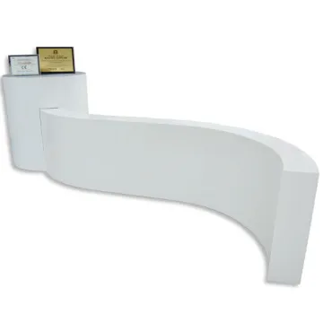 Customized Corian Artificial Stone Reception Desk, White Acrylic Marble Table Tops