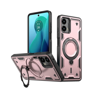 Shockproof Hybrid Slim Armor 360 Metal Circle Card Porta Porta Wireless Carging Telefono Magnetica Custodia per Motorola Moto G 2024