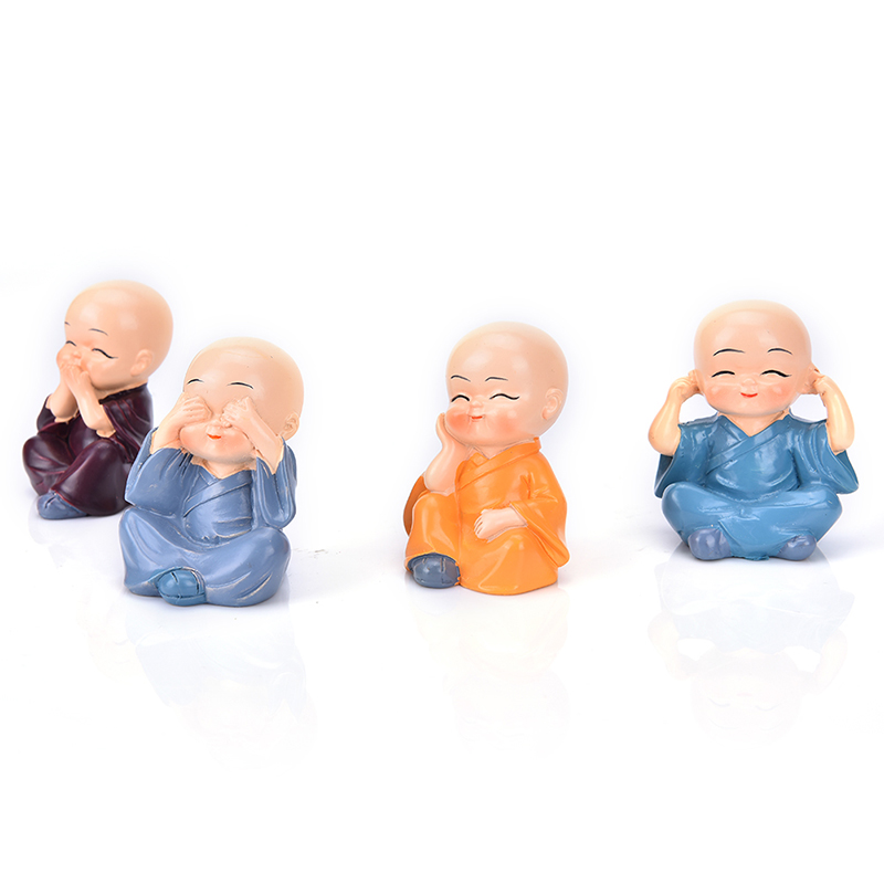 4pcs/Set Lovely Car Interior Accessories little monks Small Ornaments Doll creative Maitreya resin gifts