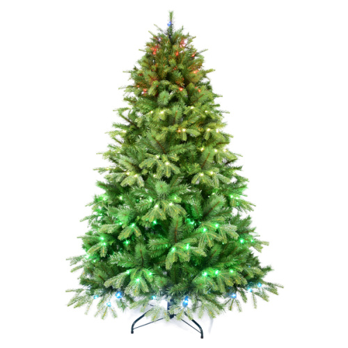 High quality 7.5' Pre-lit PE/PVC Tree with Flocking Led Light Bulb with Isolated Driver Christmas Tree
