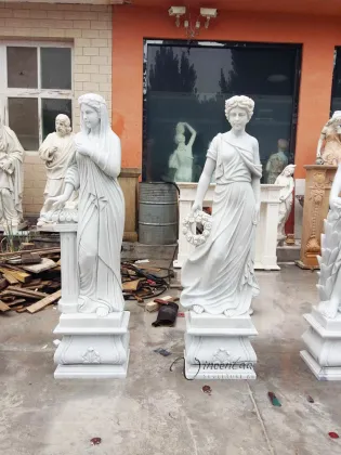 modern outdoor marble carving four season garden statues