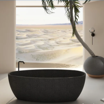 Meiyani Modern Design Customizable Bath Freestanding Terrazzo Soak Tub in Black, White, and Pink