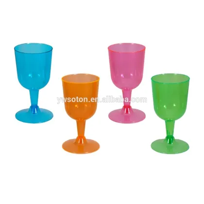 Party Essentials Hard Plastic Two Piece Disposable Plastic Wine Glasses