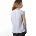 Blusa de rayon completa de cor sólida para mulheres