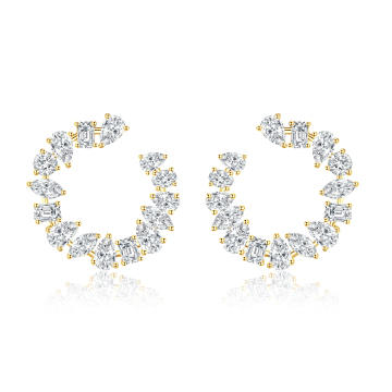 Vintage Style 18K Gold Stud Earrings with Lab Diamonds: A Stylish Addition to Your Fashion Jewelry Collection for Women