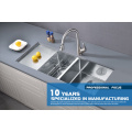 Washboard Sink SUS304 Stainless Steel Double Bowls Sinks with Drainboard Manufactory