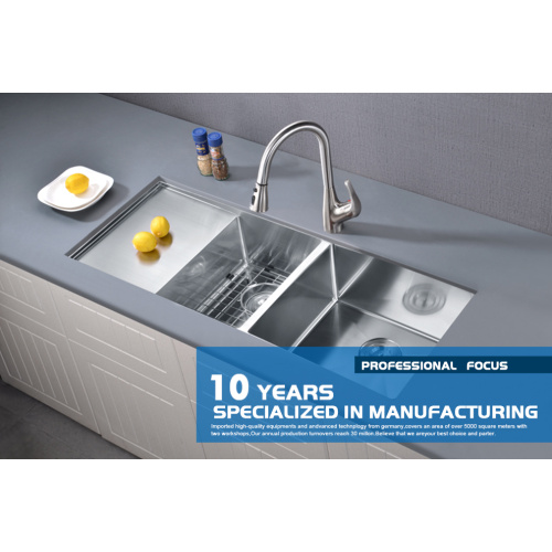 SUS304 Stainless Steel Double Bowls Sinks with Drainboard
