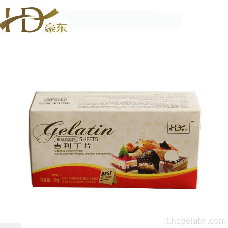 Foglio di gelatina halalcertificato osseo di mucca a caldo