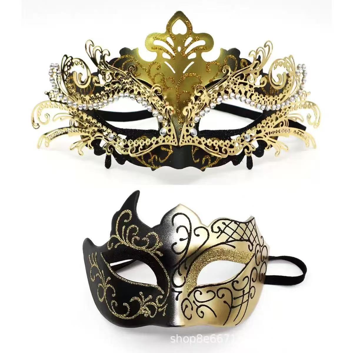 Black Gold Glitter Venetian Women Mask