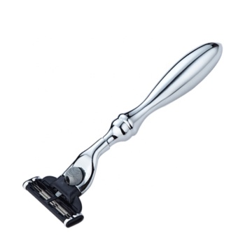 2020 Premium Zinc Alloy Men's Shaving Razor with Triple Blades and Lubrication Strips
