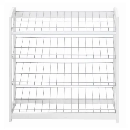 Modern Adjustable Solid Wood and Metal Shoe Rack - Portable Design