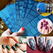 10 Design Beautiful DIY Stencil Nail Art Image Stamp Stamping Plate Manicure Template Tool
