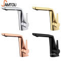 Gold Finish Single Handle Bathroom Basin Sink Tap Faucet by SAMTOU CE: Brass Construction with Gray Finish