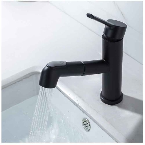 Stainless-steel matte black Bathroom Pull Out Basin Faucets