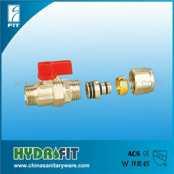 Mini ball valve for pex or multilayer pipe