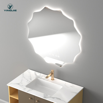 Modern Anti-Fog Illuminated Bathroom Mirror with LED Light, Clock, and Touch Switch
