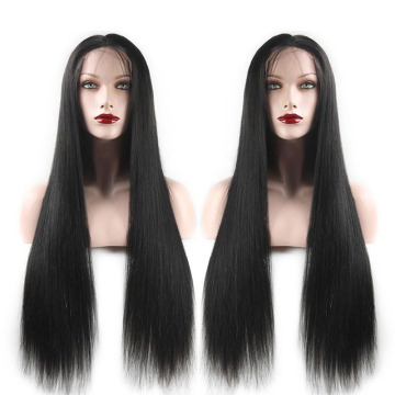 Black Lace front Wigs for Women Synthetic Long Straight Wig Middle Parting Heat Resistant Fiber Natural Looking 150% Density