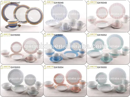 GUIXIN 21-piece Square Pottery/Porcelain Tea set/Dinner set for 4, Water Grass, Gray