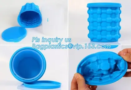 Silicone Ice Cube Maker Genie, Ice Genie 2PC Silicone Molds Ice Bucket /Ice Cube Maker Genie Set