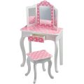 Kid Wooden Vanity Set with Tri-fold Mirror