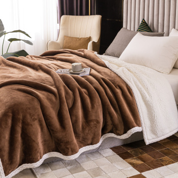 New Lamb Fleece Composite Blanket Coffee Color